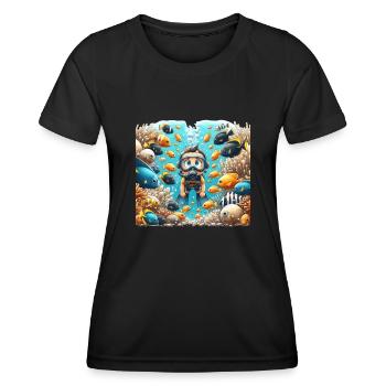 Aventure de plongée pour enfants Monde sous-marin - T-shirt sport Femme - noir - Devant - AI Model Female 172 light (172cm)