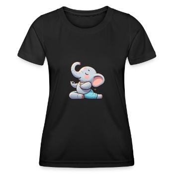 Éléphant Yoga Humour Fitness - T-shirt sport Femme - noir - Devant - AI Model Female 172 light (172cm)