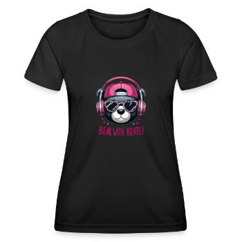Bear with headphones and sunglasses - Women's Functional T-Shirt - black - Front - AI Model Female 172 light (172cm)