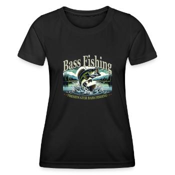 Fishing Nature - Perch in the Jump - Women's Functional T-Shirt - black - Front - AI Model Female 172 light (172cm)