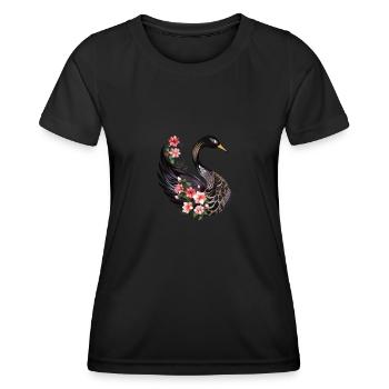 Polygon Schwan schwarz - Frauen Funktions-T-Shirt - Schwarz - Vorne - AI Model Female 172 light (172cm)