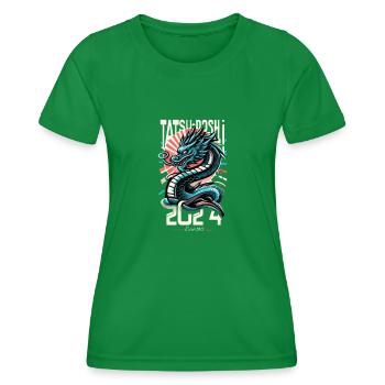 Japanese Dragon Red Sun - Women's Functional T-Shirt - kelly green - Front - AI Model Female 172 dark (172cm)