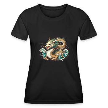 Dragon rising from the lake - Women's Functional T-Shirt - black - Front - AI Model Female 172 light (172cm)