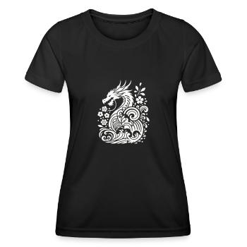 Silhouette Drachen Japan - Frauen Funktions-T-Shirt - Schwarz - Vorne - AI Model Female 172 light (172cm)
