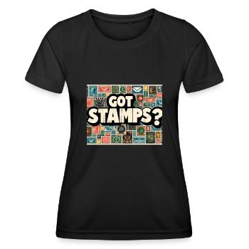 Stamp design for stamp collectors - Women's Functional T-Shirt - black - Front - AI Model Female 172 light (172cm)