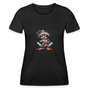 Elegant frog lady with hat - Women's Functional T-Shirt - black - Front - AI Model Female 172 light (172cm)
