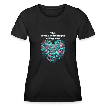 Korallen Herz mit kleinen Fischen - Frauen Funktions-T-Shirt - Schwarz - Vorne - AI Model Female 172 light (172cm)