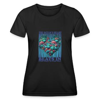 Coraux en forme de cœur - T-shirt sport Femme - noir - Devant - AI Model Female 172 light (172cm)