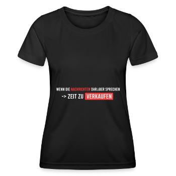 wenn die Nachrichten starten - Frauen Funktions-T-Shirt - Schwarz - Vorne - AI Model Female 172 light (172cm)