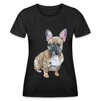 Französische Bulldogge - Frauen Funktions-T-Shirt - Schwarz - Vorne - AI Model Female 172 light (172cm)
