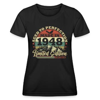 1948 Born Vintage Geburtstg Retro - Women's Functional T-Shirt - black - Front - AI Model Female 172 light (172cm)