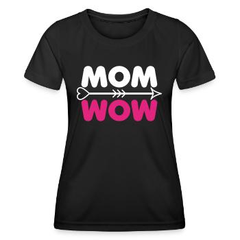Cadeau de la fête des mères - MOM WOW - T-shirt sport Femme - noir - Devant - AI Model Female 172 light (172cm)