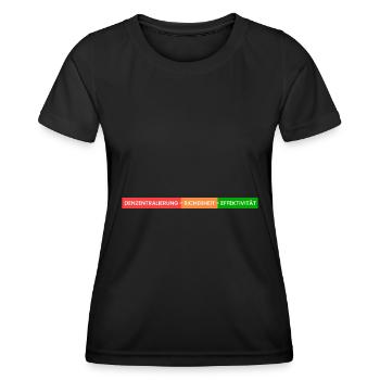 Denzentralierung-Sicherheit - Frauen Funktions-T-Shirt - Schwarz - Vorne - AI Model Female 172 light (172cm)