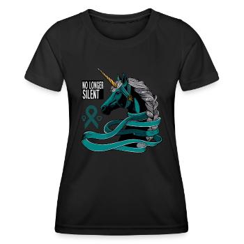 No Longer Silent, Unicorn, Sexual Assault Awarenes - Women's Functional T-Shirt - black - Front - AI Model Female 172 light (172cm)