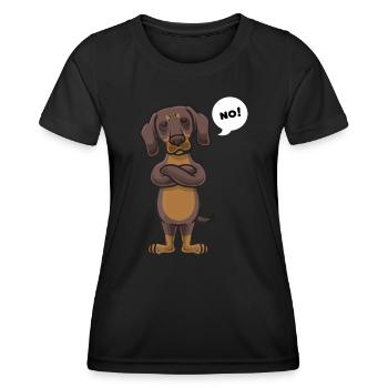 Teckel drôle Chien têtu - T-shirt sport Femme - noir - Devant - AI Model Female 172 light (172cm)