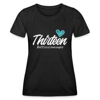 Dreizehn offizielle Teenager Herz süß 13. Birthda - Frauen Funktions-T-Shirt - Schwarz - Vorne - AI Model Female 172 light (172cm)