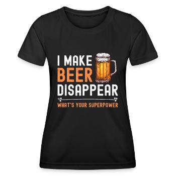 Ich lasse Bier verschwinden Was ist deine Superkraft lustig - Frauen Funktions-T-Shirt - Schwarz - Vorne - AI Model Female 172 light (172cm)