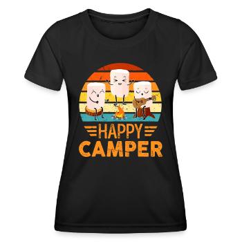 Funny Happy Marshmallow Camper Cute For Kids Women - Women's Functional T-Shirt - black - Front - AI Model Female 172 light (172cm)