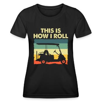Drôle de conception de chariot de golf pour hommes femmes enfants golfeur G - T-shirt sport Femme - noir - Devant - AI Model Female 172 light (172cm)