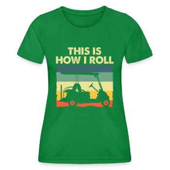 Drôle de conception de chariot de golf pour hommes femmes enfants golfeur G - T-shirt sport Femme - vert - Devant - AI Model Female 172 dark (172cm)