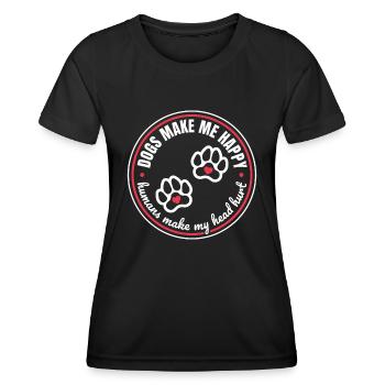 Hunde machen mich glücklich Menschen machen meinen Kopf verletzt Geschenk - Frauen Funktions-T-Shirt - Schwarz - Vorne - AI Model Female 172 light (172cm)