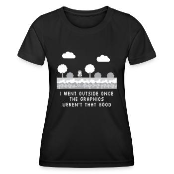 Ich ging nach draußen, als die Grafik nicht so gut war - Frauen Funktions-T-Shirt - Schwarz - Vorne - AI Model Female 172 light (172cm)