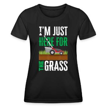 I'm Just Here For The Grass Funny Lawn Mower Lands - Women's Functional T-Shirt - black - Front - AI Model Female 172 light (172cm)