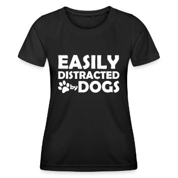 Leicht von Hunden abgelenkt - Frauen Funktions-T-Shirt - Schwarz - Vorne - AI Model Female 172 light (172cm)