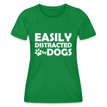 Facilement distrait par les chiens - T-shirt sport Femme - vert - Devant - AI Model Female 172 dark (172cm)