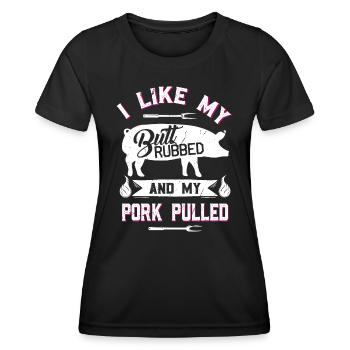 Funny BBQ Grilling Quote Pig Pulled Pork - Women's Functional T-Shirt - black - Front - AI Model Female 172 light (172cm)