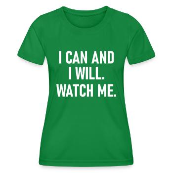 Je peux et je vais me regarder, inspirant, positif quo - T-shirt sport Femme - vert - Devant - AI Model Female 172 dark (172cm)