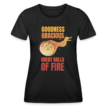 Große Feuerbälle lustiger flammender Meteor Komet ast - Frauen Funktions-T-Shirt - Schwarz - Vorne - AI Model Female 172 light (172cm)