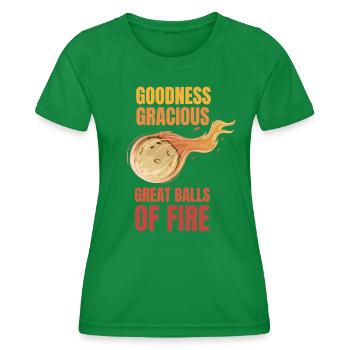 Great balls of fire funny flaming meteor comet ast - Women's Functional T-Shirt - kelly green - Front - AI Model Female 172 dark (172cm)