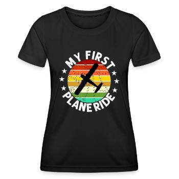 Meine erste Flugreise - Retro & Vintage Flugzeug Silh - Frauen Funktions-T-Shirt - Schwarz - Vorne - AI Model Female 172 light (172cm)