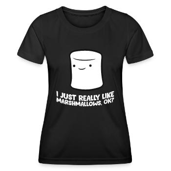 J’aime vraiment les guimauves, ok j’adore Marshmall - T-shirt sport Femme - noir - Devant - AI Model Female 172 light (172cm)