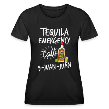 Tequila Notruf 9 Juan Juan - Lustiger Tequila - Frauen Funktions-T-Shirt - Schwarz - Vorne - AI Model Female 172 light (172cm)