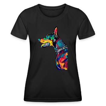 Dobermann - Frauen Funktions-T-Shirt - Schwarz - Vorne - AI Model Female 172 light (172cm)