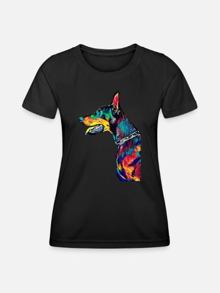 Dobermann - Frauen Funktions-T-Shirt - Schwarz