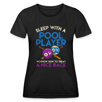 Billard de piscine amusant Cue Sports - Dormez avec un caca - T-shirt sport Femme - noir - Devant - AI Model Female 172 light (172cm)