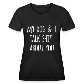 Les amoureux des chiens drôles de femmes offrent mon chien et je parle Shi - T-shirt sport Femme - noir - Devant - AI Model Female 172 light (172cm)