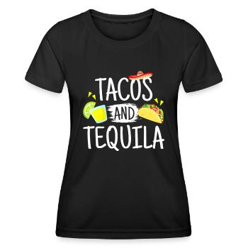 Tacos Funny Et Tequila T-Shirt Mexicain Sombrero T - T-shirt sport Femme - noir - Devant - AI Model Female 172 light (172cm)