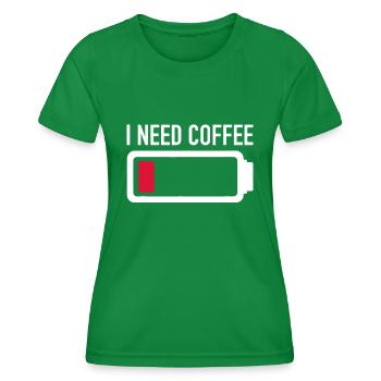 Ich brauche Kaffee - Frauen Funktions-T-Shirt - Kelly Green - Vorne - AI Model Female 172 dark (172cm)