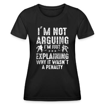 Ich argumentiere nicht, sondern erkläre nur, warum Elfmeterhockey - Frauen Funktions-T-Shirt - Schwarz - Vorne - AI Model Female 172 light (172cm)