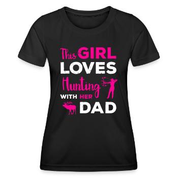 Jolies Filles Cadeau De Chasse Papa Fille Chasse Copain - T-shirt sport Femme - noir - Devant - AI Model Female 172 light (172cm)