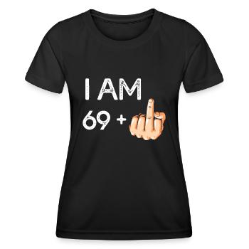 Ich bin 69 plus 1 lustiger 70. Geburtstag, geboren 1949 - Frauen Funktions-T-Shirt - Schwarz - Vorne - AI Model Female 172 light (172cm)