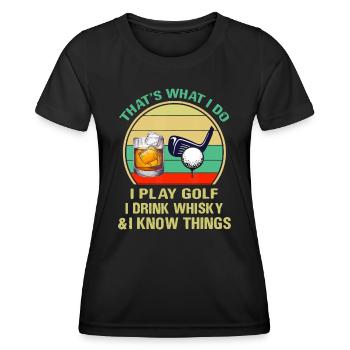Das ist, was ich tue, ich spiele Golf, ich trinke Whisky und ist - Frauen Funktions-T-Shirt - Schwarz - Vorne - AI Model Female 172 light (172cm)