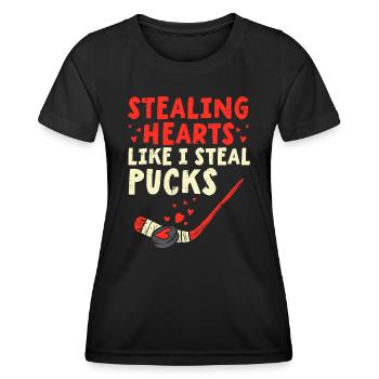Stealing Heart Like I Steal Pucks Valentines Day H - Women's Functional T-Shirt - black - Front - AI Model Female 172 light (172cm)