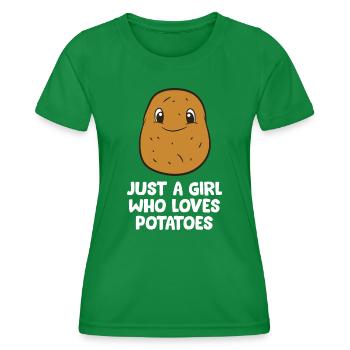 Nur ein Mädchen, das Kartoffeln liebtNational Tater Dayna - Frauen Funktions-T-Shirt - Kelly Green - Vorne - AI Model Female 172 dark (172cm)