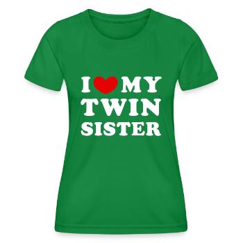 Ich liebe meine Zwillingsschwester, ich herze meine Zwillingsschwester - Frauen Funktions-T-Shirt - Kelly Green - Vorne - AI Model Female 172 dark (172cm)