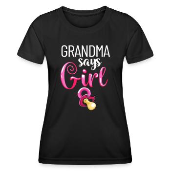 Sexe révélé Grand-mère dit fille future grand-mère - T-shirt sport Femme - noir - Devant - AI Model Female 172 light (172cm)